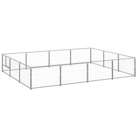 Dog Kennel Silver 129.2 ft² Steel