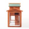 Large Wooden Rabbit Hutch Indoor and Outdoor Bunny Cage with a Removable Tray and a Waterproof Roof, Orange Red