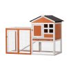 2-Story Wooden Rabbit Hutch Bunny Cage, Chicken Coop, Pet House for Small Animals, Orange + White