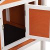 2-Story Wooden Rabbit Hutch Bunny Cage, Chicken Coop, Pet House for Small Animals, Orange + White