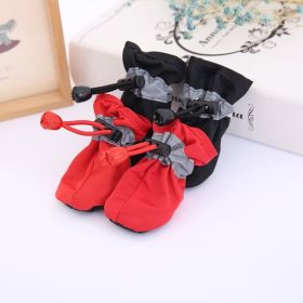 4pcs Dog Shoes; Large Pet Waterproof Chihuahua Anti-slip Boots Puppy Cat Socks Botas S/M/L/XL (Color: Red)