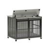 Furniture dog crate sliding iron door dog crate with mat. (Rustic Brown,43.7''W x 30''D x 33.7''H).